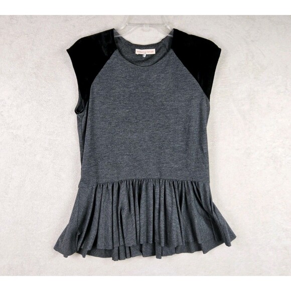 Rebecca Taylor Women's Velvet Knit Ruffle Top Size M - Picture 1 of 4